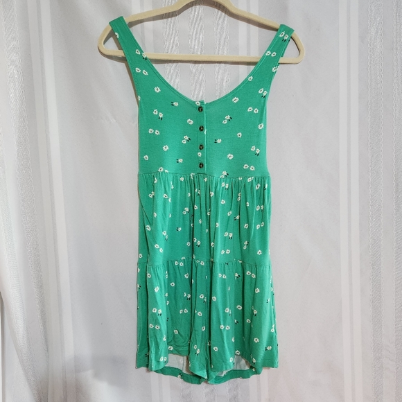 Arizona Jean Company Pants - ARIZONA JEAN CO GREEN FLORAL PRINT ROMPER SIZE SMALL